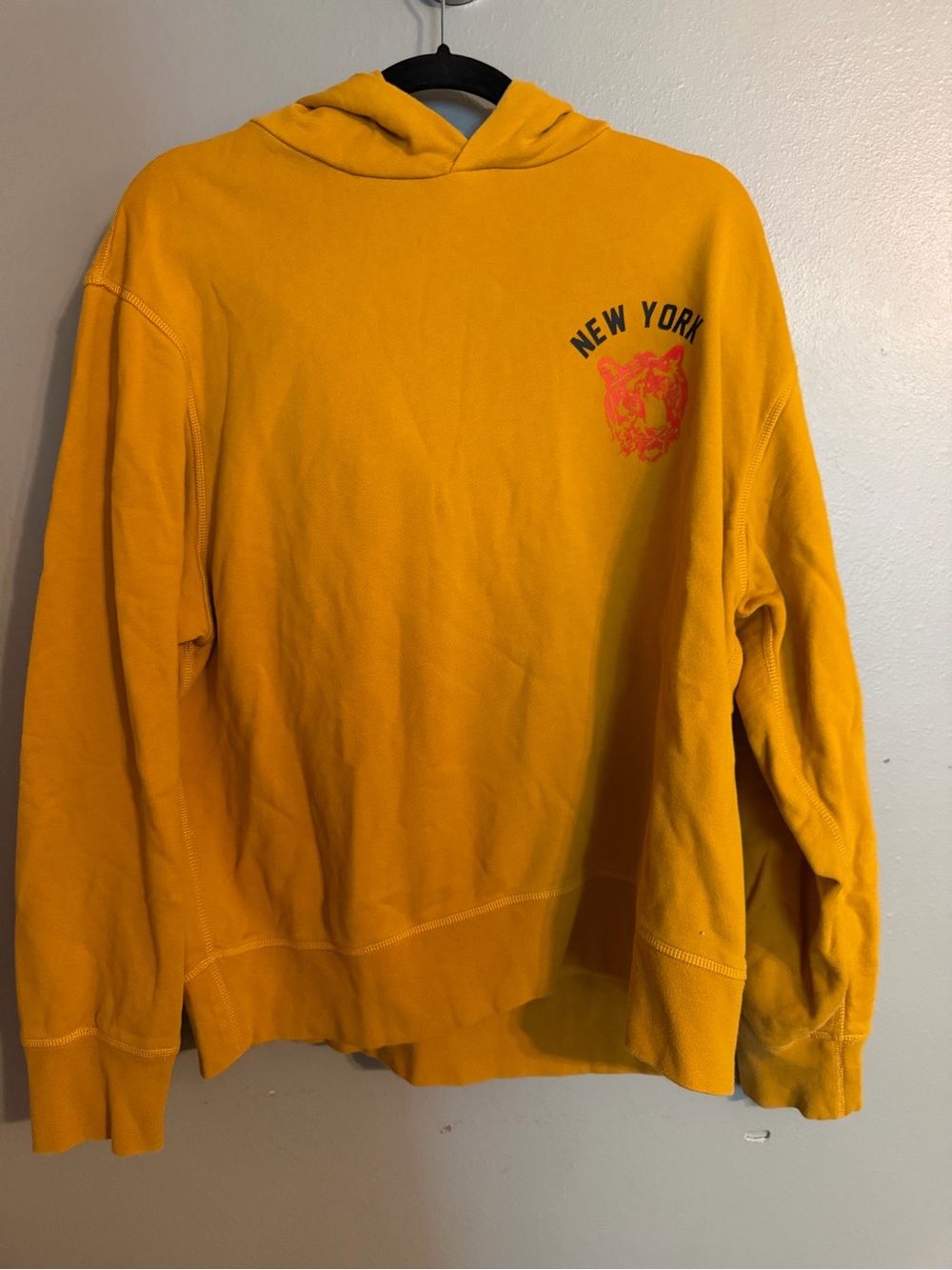 rag & bone Mustard Yellow 'New York' Graphic Hoodie